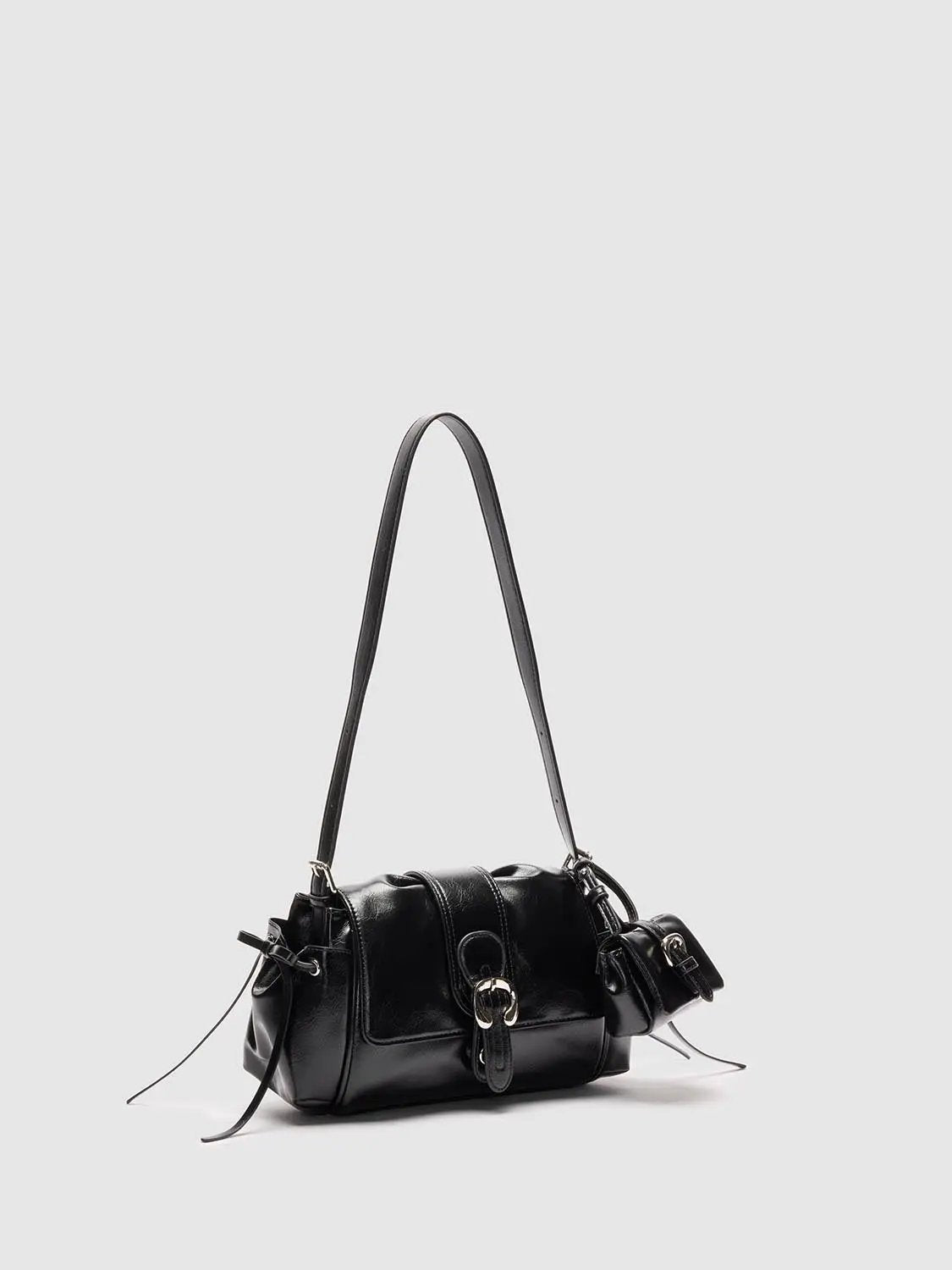 Buckle Shoulder Bag With Attached Pouch