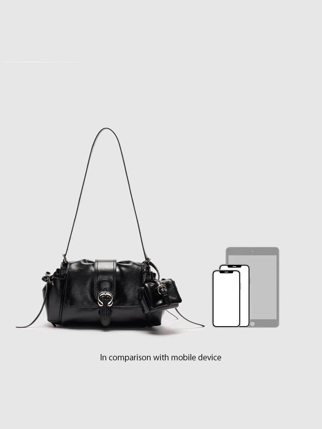 Buckle Shoulder Bag With Attached Pouch