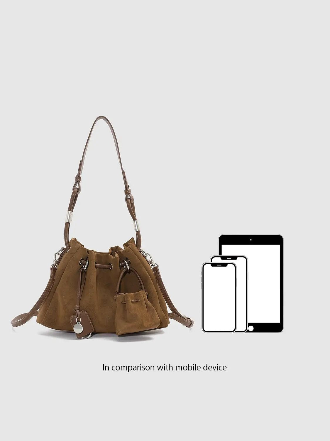 Ruched Drawstring Artificial Leather Shoulder Bag