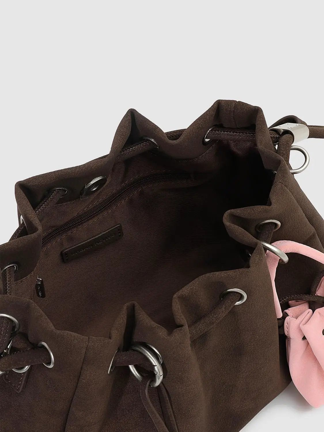 Ruched Drawstring Artificial Leather Shoulder Bag