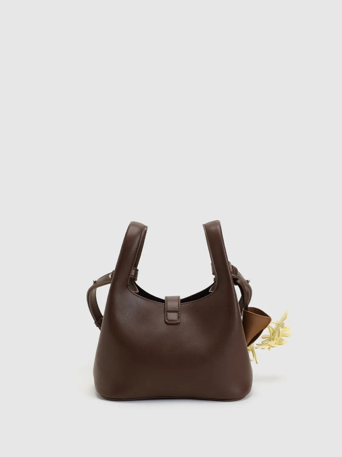 Top Handle Crossbody Bag with Button Closure Charm Detail