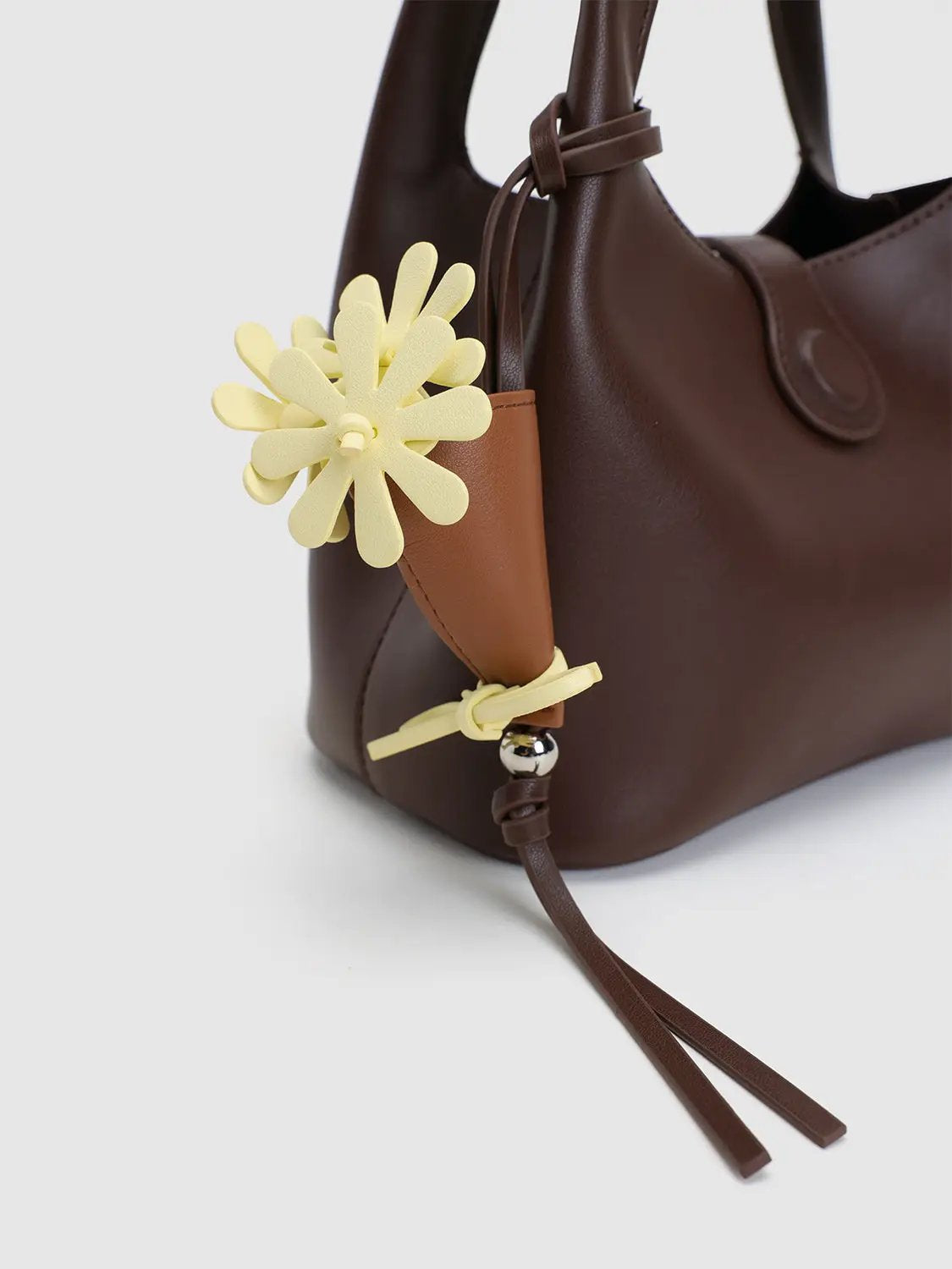 Top Handle Crossbody Bag with Button Closure Charm Detail