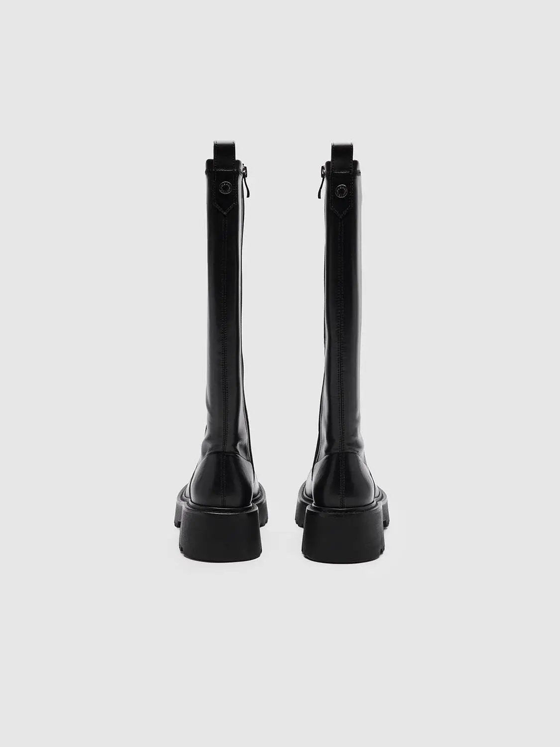 Side Zip Chunky Platform Faux Knee High Leather Boots