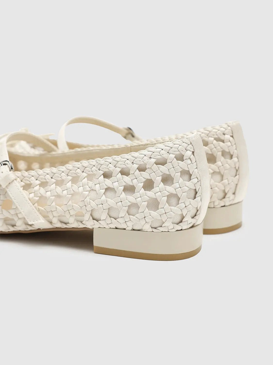 Round Toe Flat Cotton Crochet Strap Mary Jane Pumps