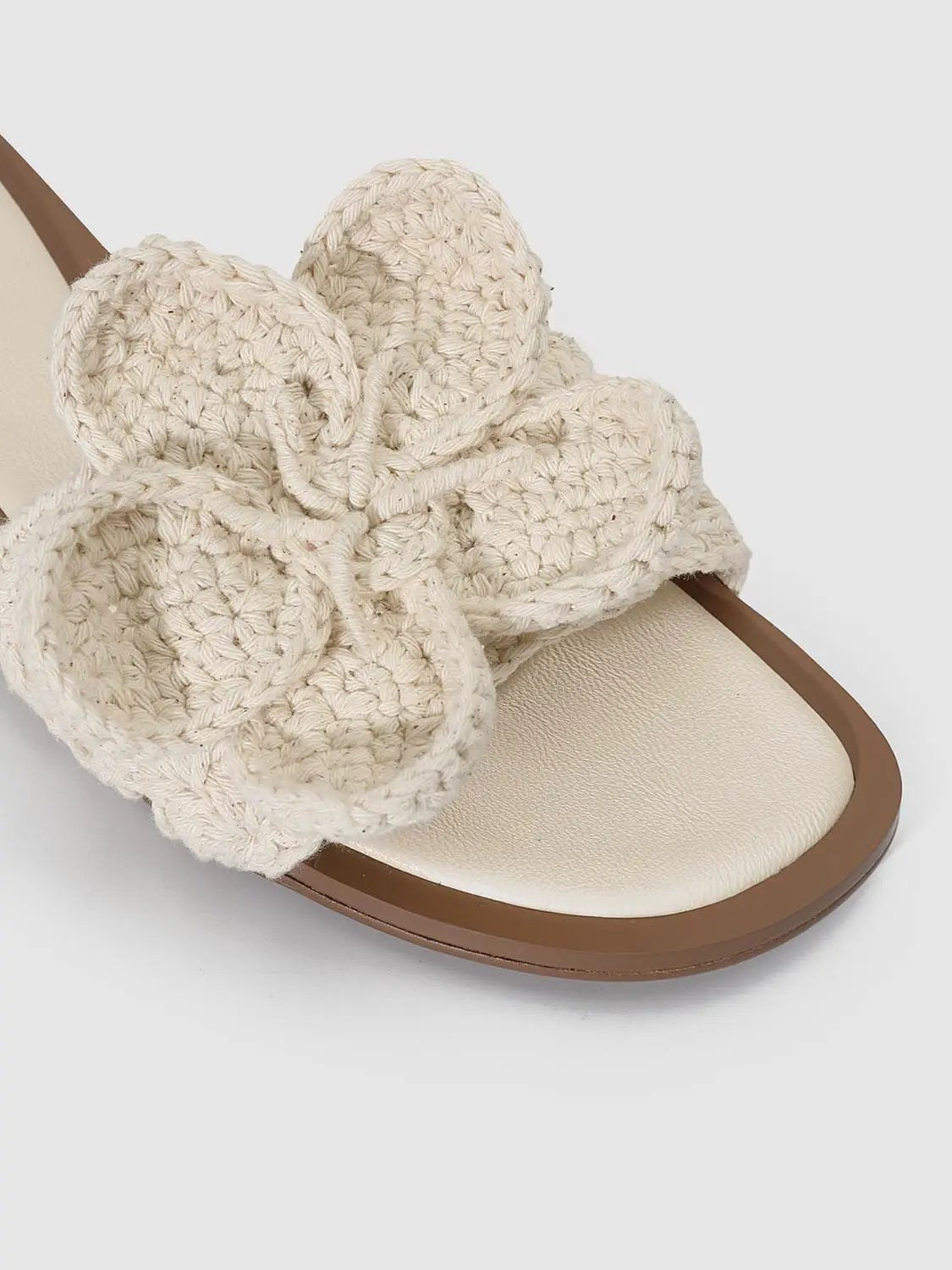 Textile Upper Floral Crochet Embellished Slippers