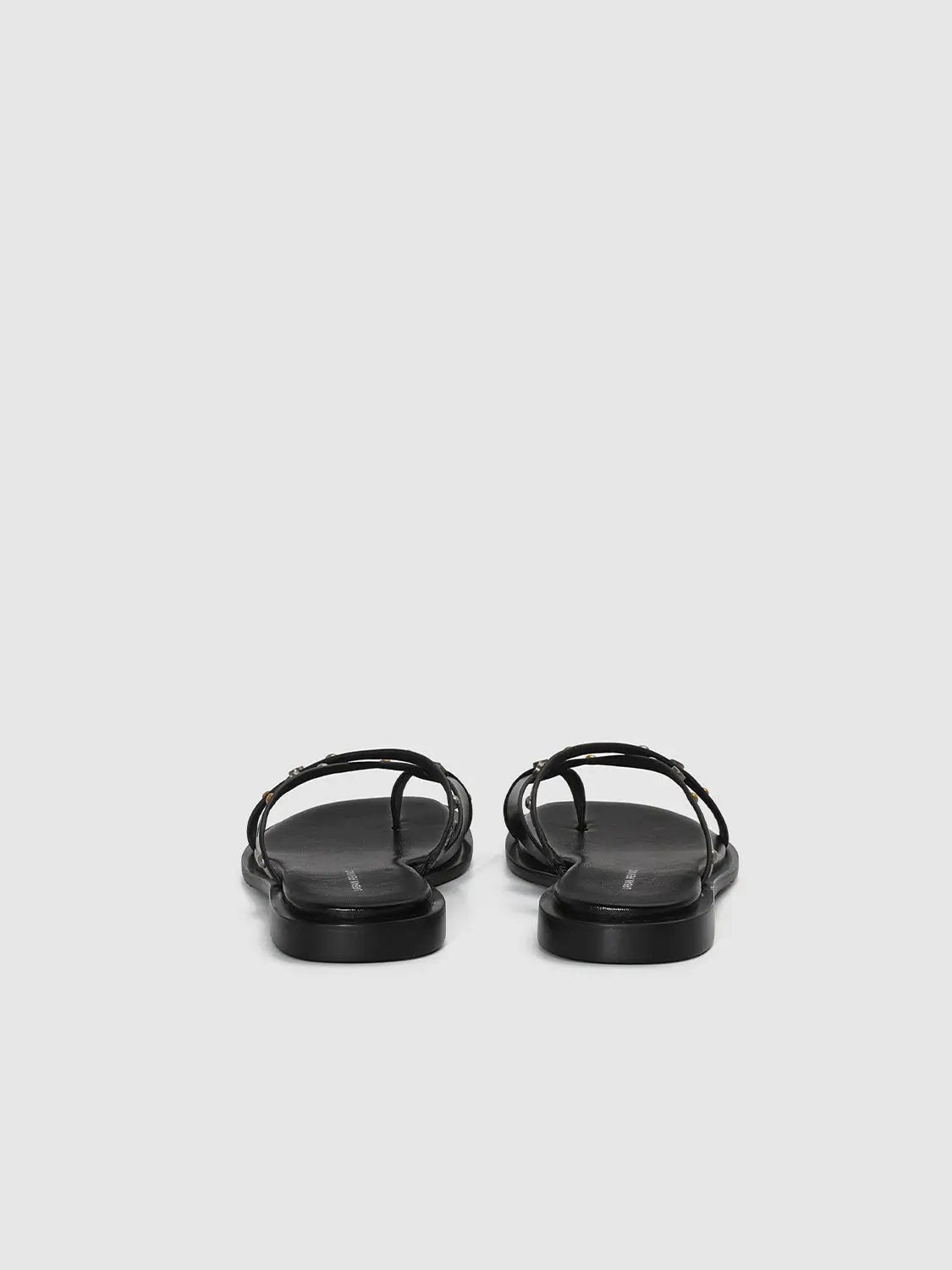 Crisscross Strap Studded Faux Leather Flat Slippers