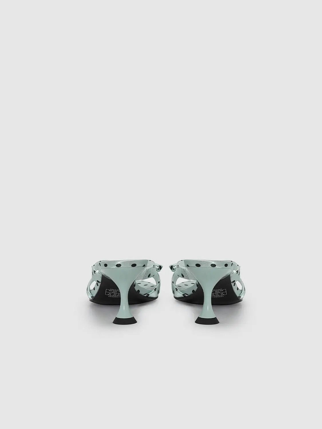 Mint Textile Polka Dot Bow Embellished Slippers