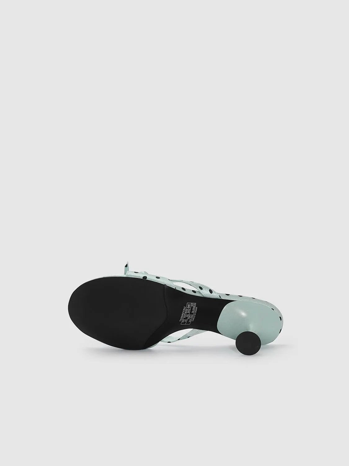 Mint Textile Polka Dot Bow Embellished Slippers