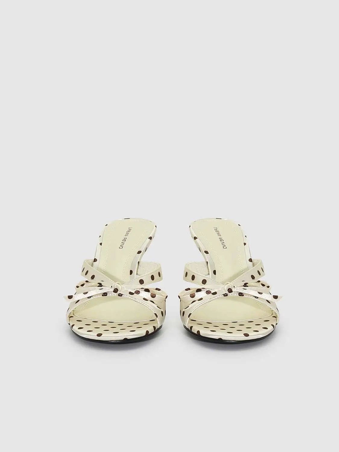Textile Upper Polka Dot Bow Embellishment Slippers