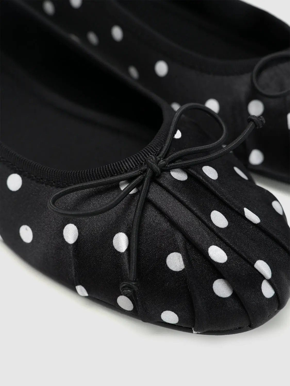 Polka Dot Bow Front Hand Stitched Ballet Flats