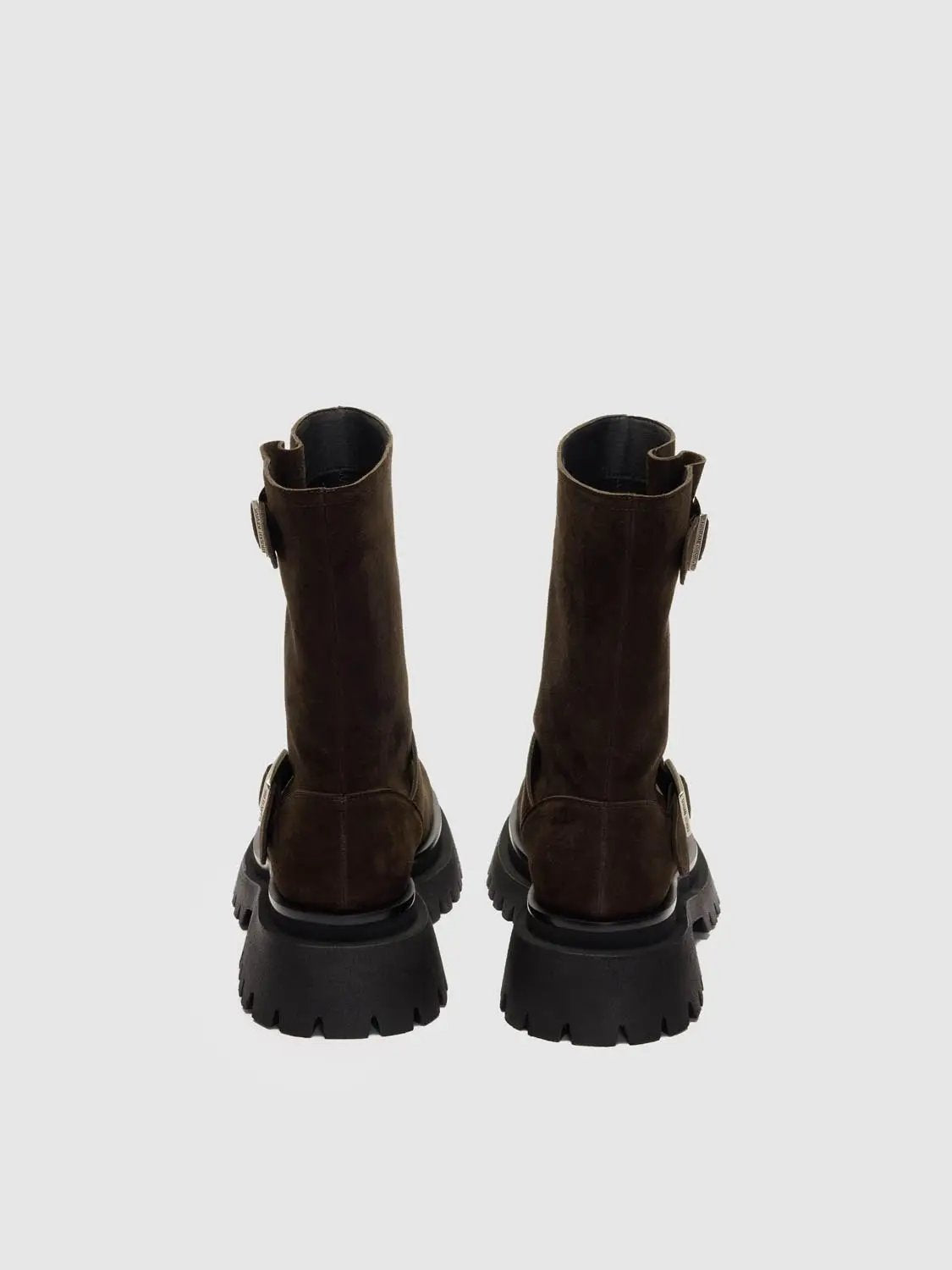 Round Toe Double Buckle Chunky Boots