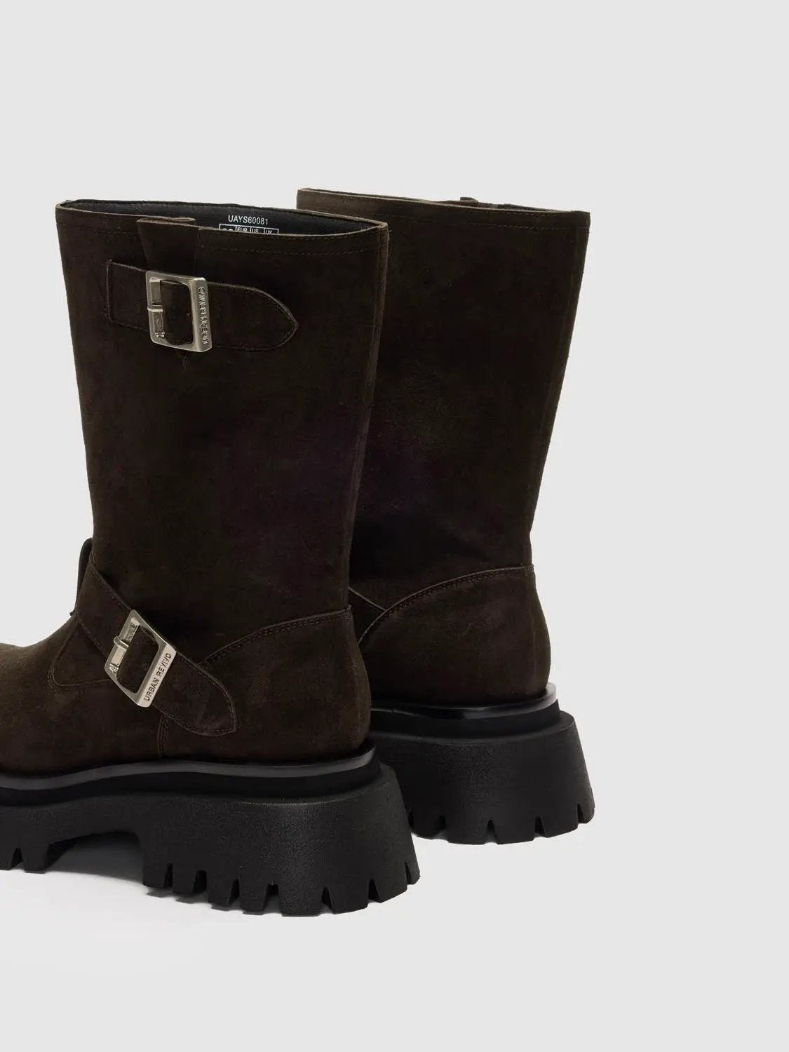 Round Toe Double Buckle Chunky Boots