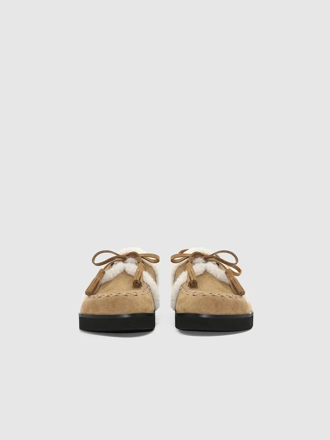 Fur Trimmed Tassel Moccasin Slippers
