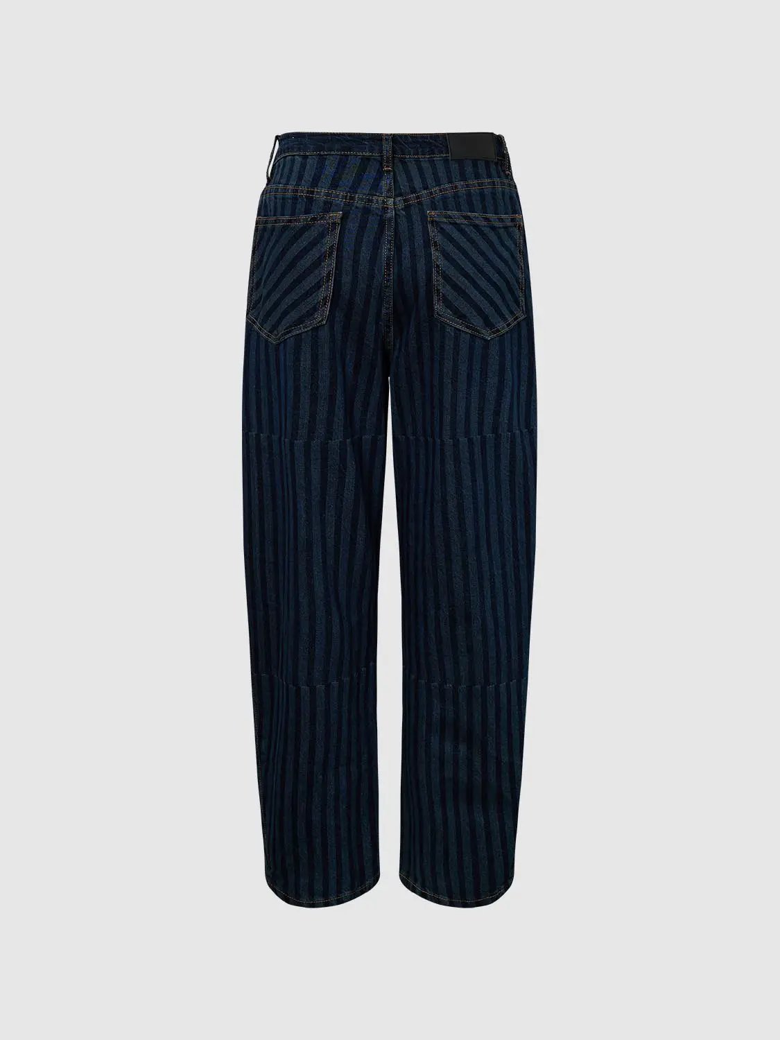 Striped Denim Texture Classic Cut Cotton Jeans
