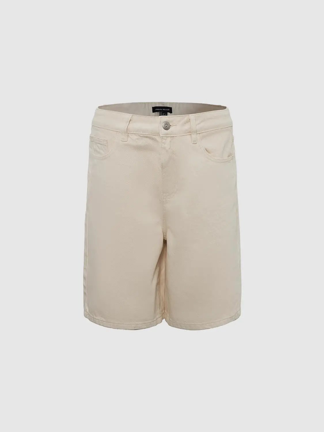 Five Pocket Seam Detail Cotton Denim Shorts