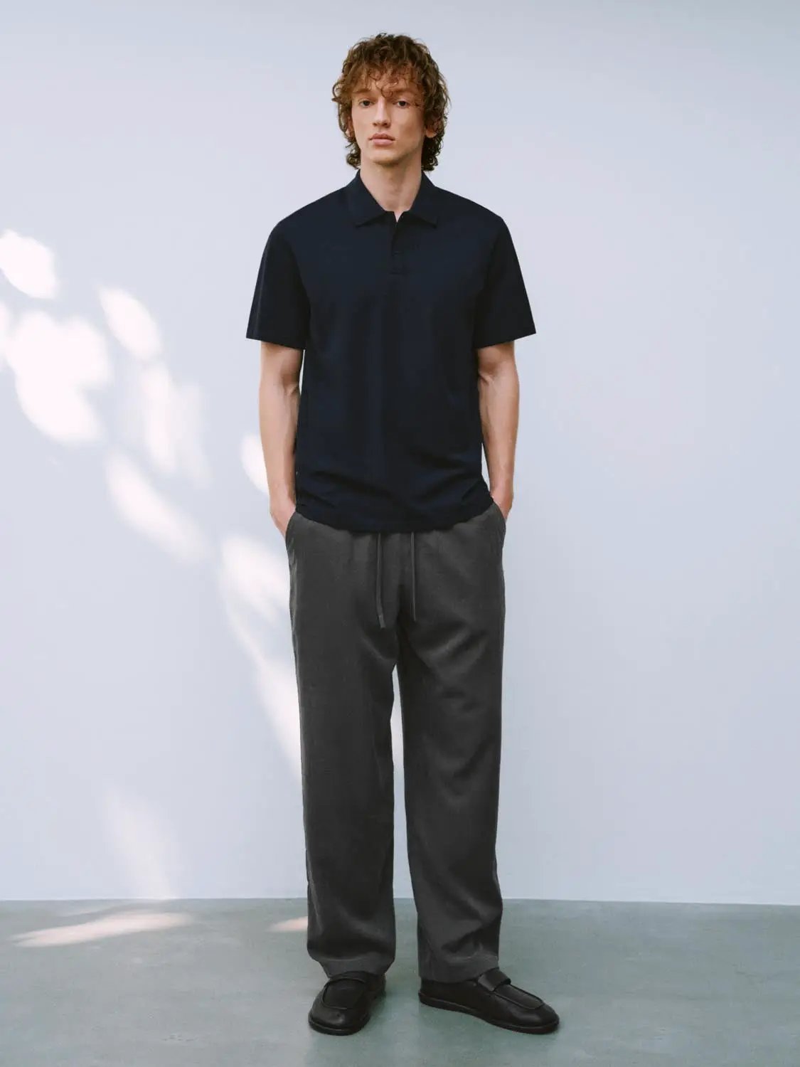 Relaxed Straight Leg Pants With Elastic Waist Drawstring
