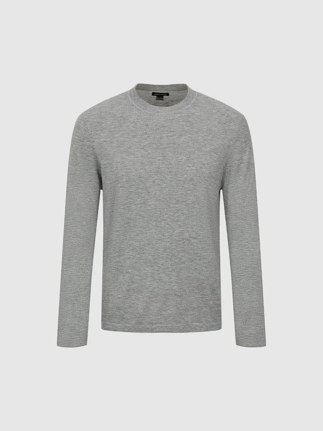 Solid Knit Crew Neck Long Sleeve Regular Fit T-Shirt