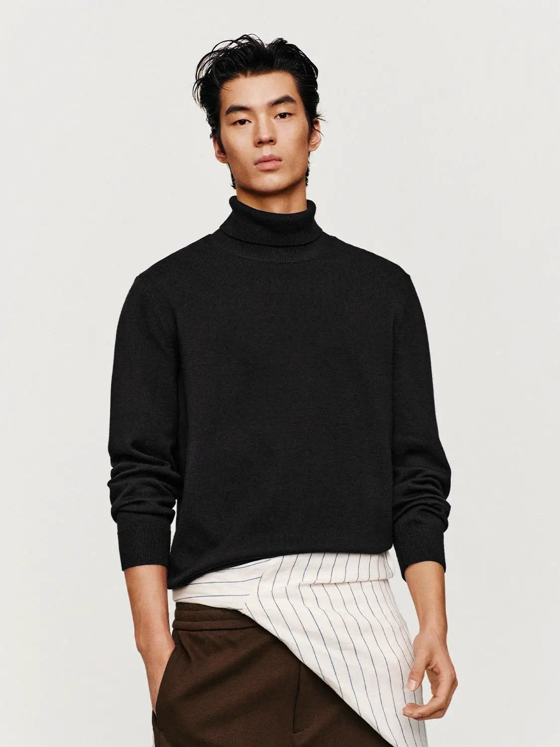 Textured Ribbed Mock Neck Long Sleeve Sweater