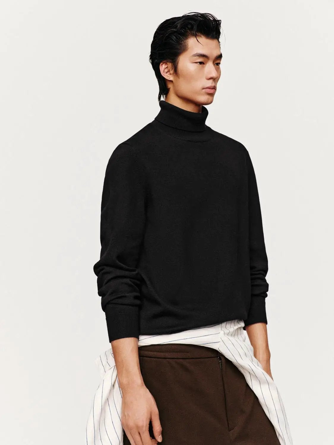 Textured Ribbed Mock Neck Long Sleeve Sweater
