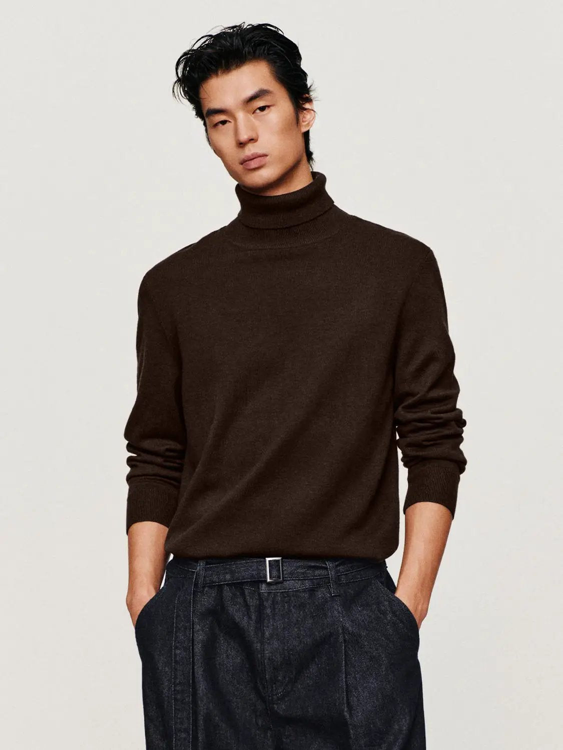Textured Ribbed Mock Neck Long Sleeve Sweater