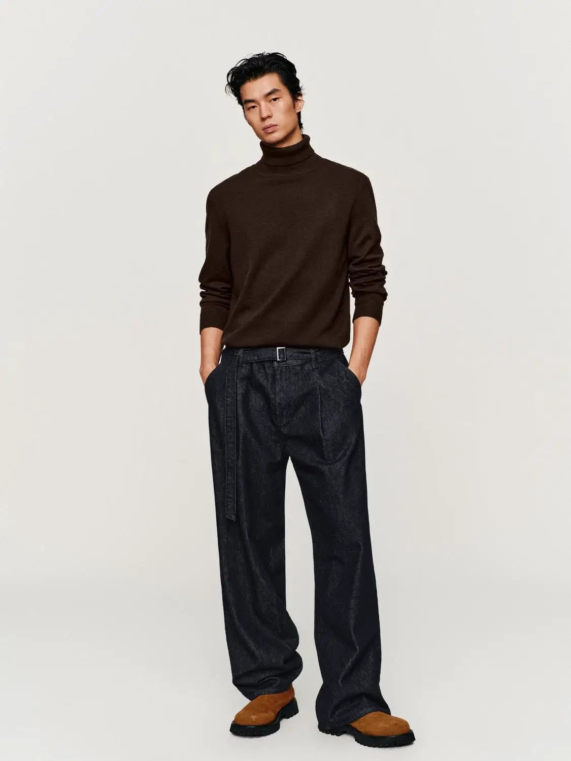 Textured Ribbed Mock Neck Long Sleeve Sweater