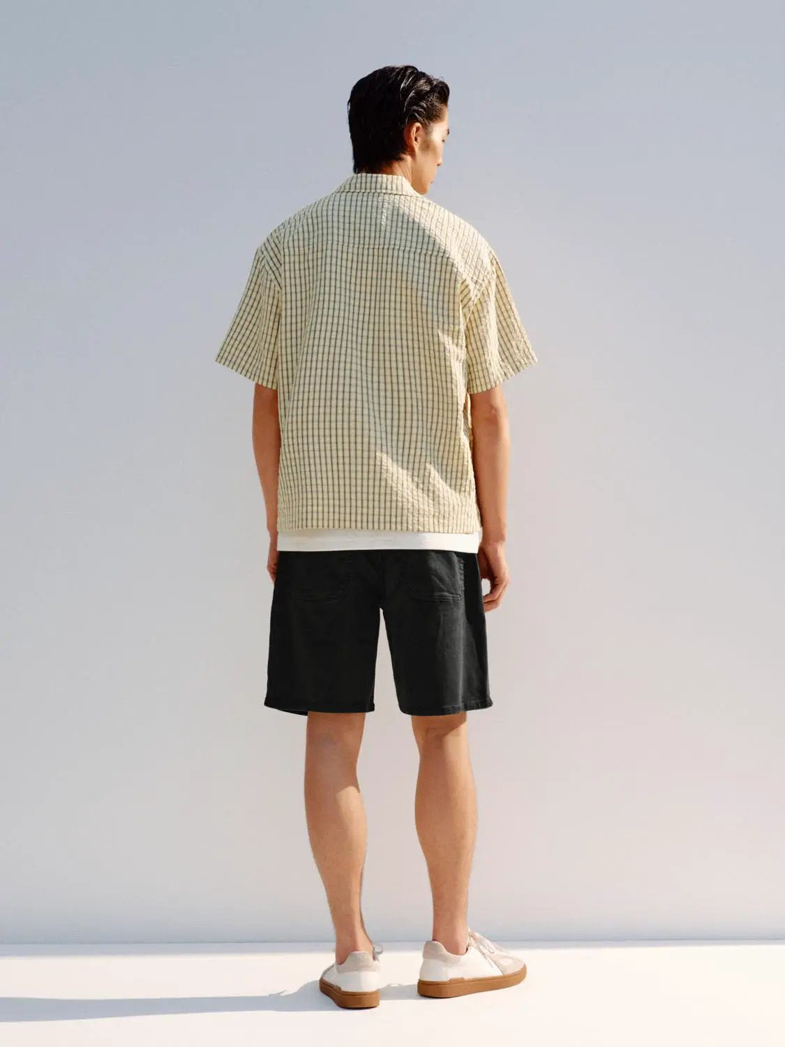 Button-front Checked Regular Shirt Collar Short Sleeve Shirt