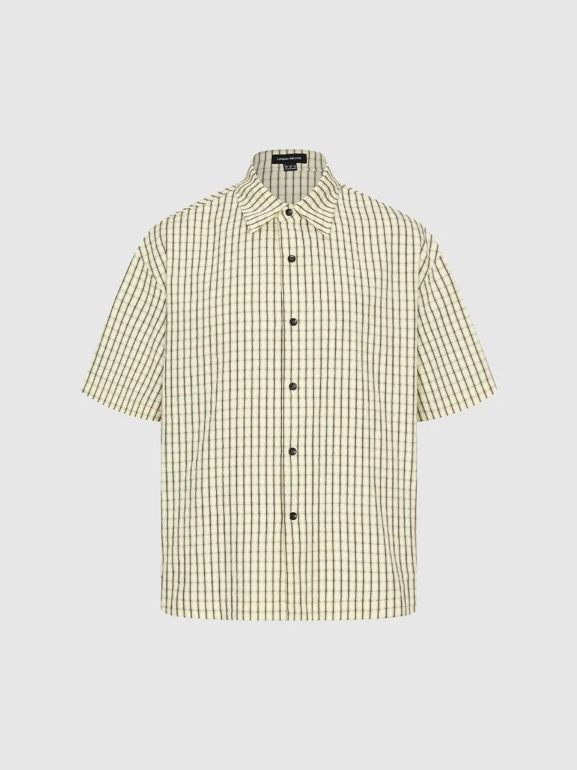 Button-front Checked Regular Shirt Collar Short Sleeve Shirt