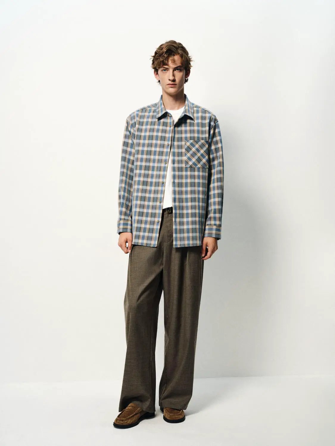 Checked Long Sleeve Shirt With Single Chest Pocket