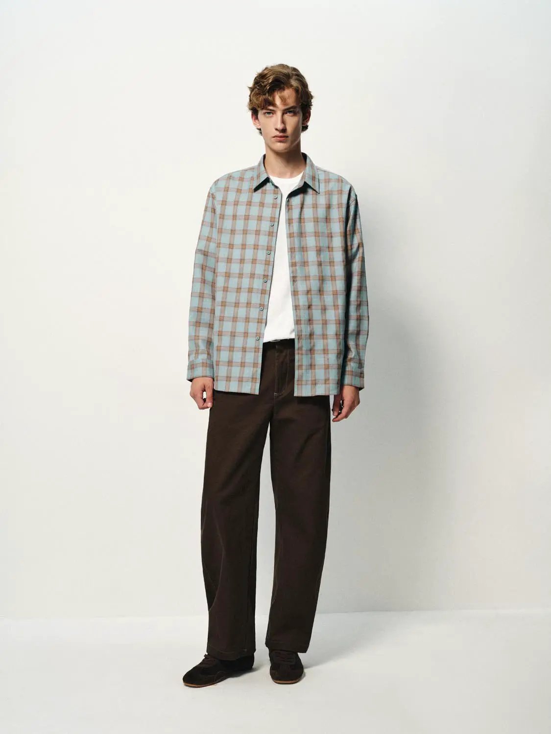 Checked Long Sleeve Shirt Collar Regular Fit Shirt