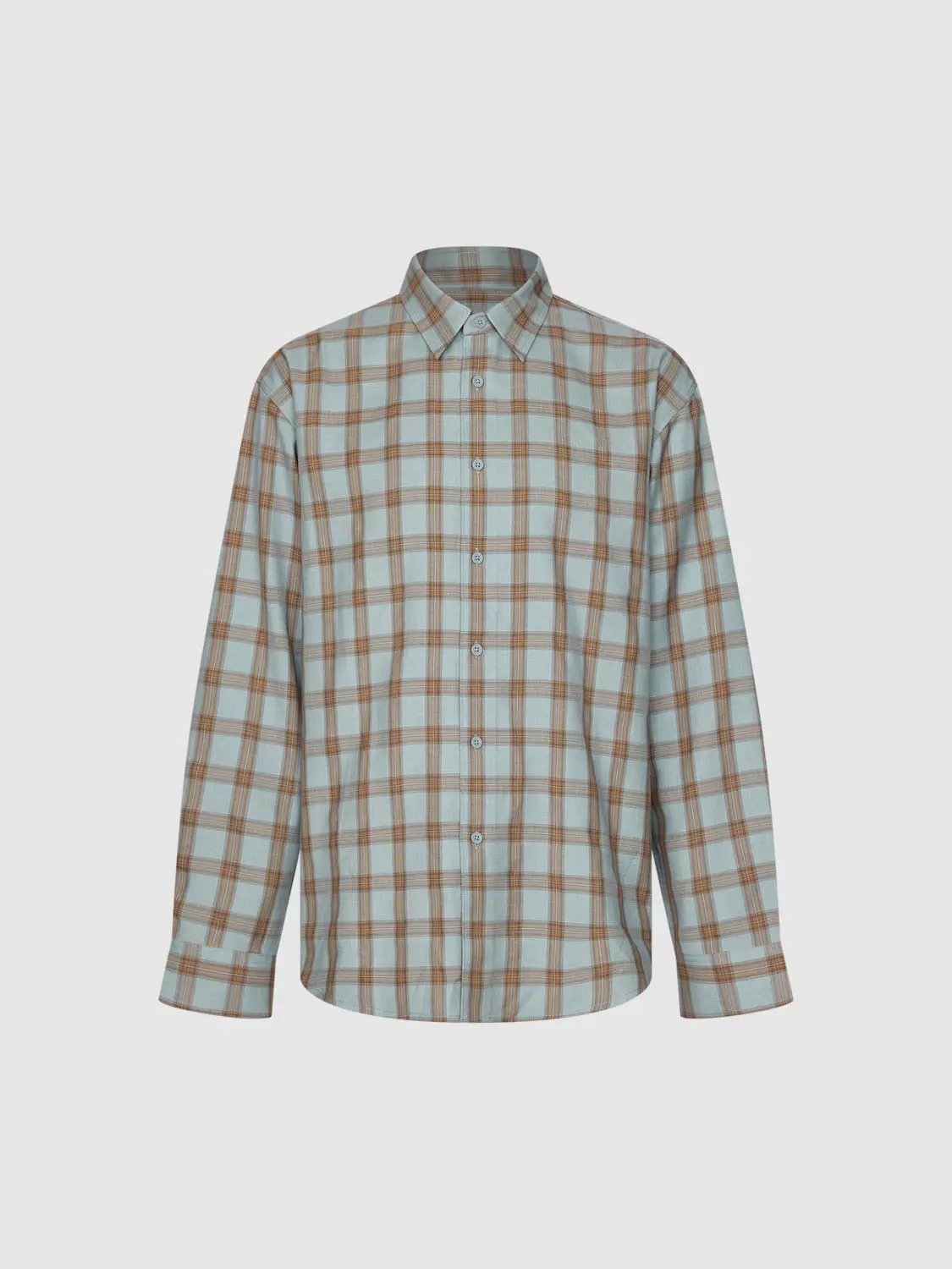 Checked Long Sleeve Shirt Collar Regular Fit Shirt