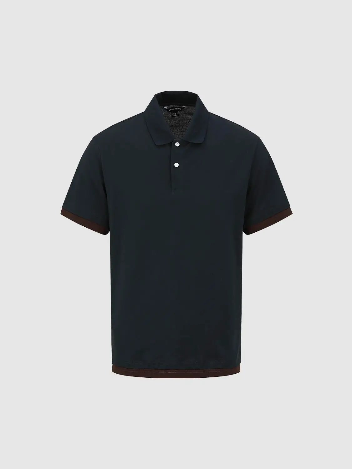 Polo Collar With Brown Sleeve Trim Cotton Shirt