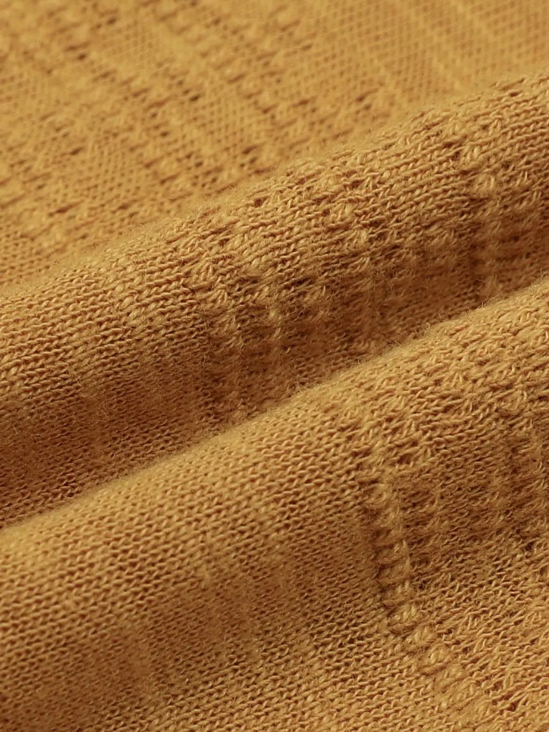 Textured Button Placket Long Sleeve T-Shirt