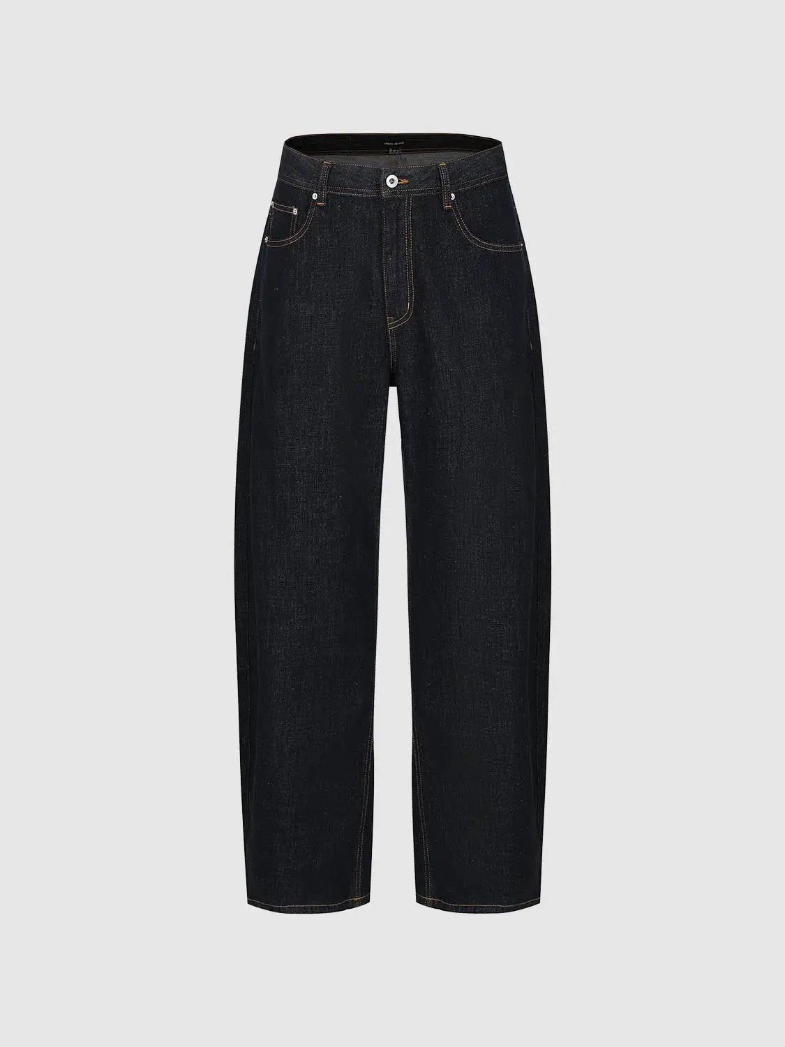 Linen Textured Weave Wide-Leg Cotton Jeans