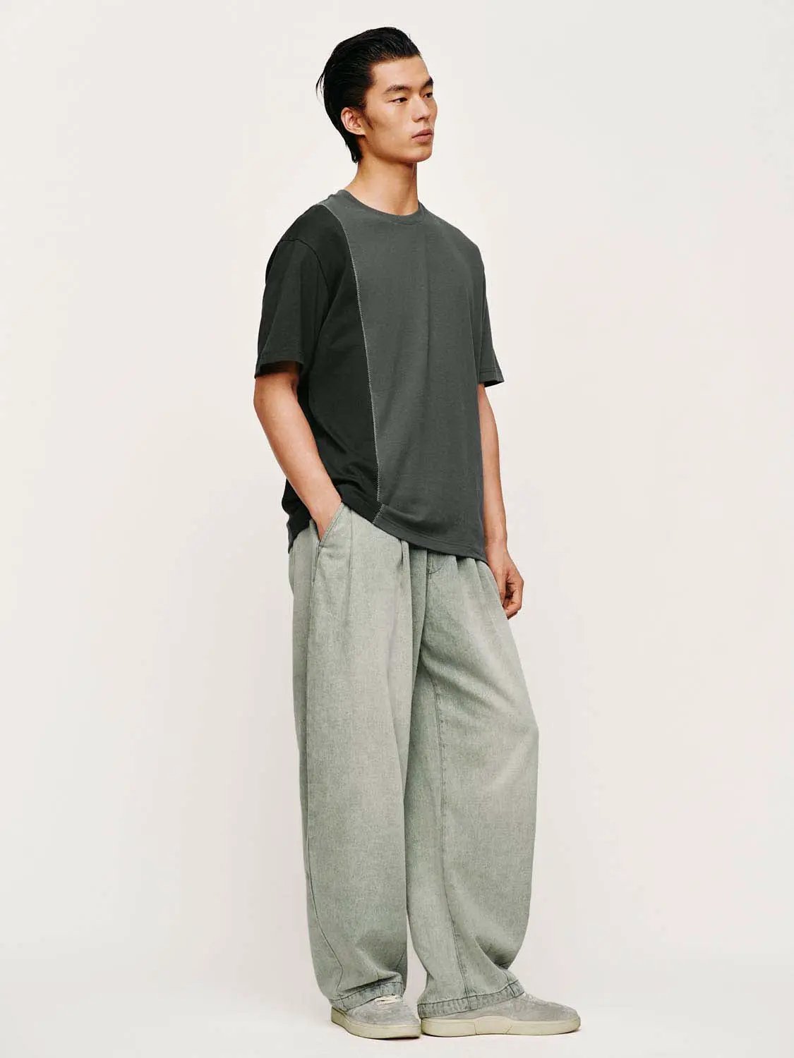 Washed Drawstring Waist Elastic Cuff Baggy Casual Pants