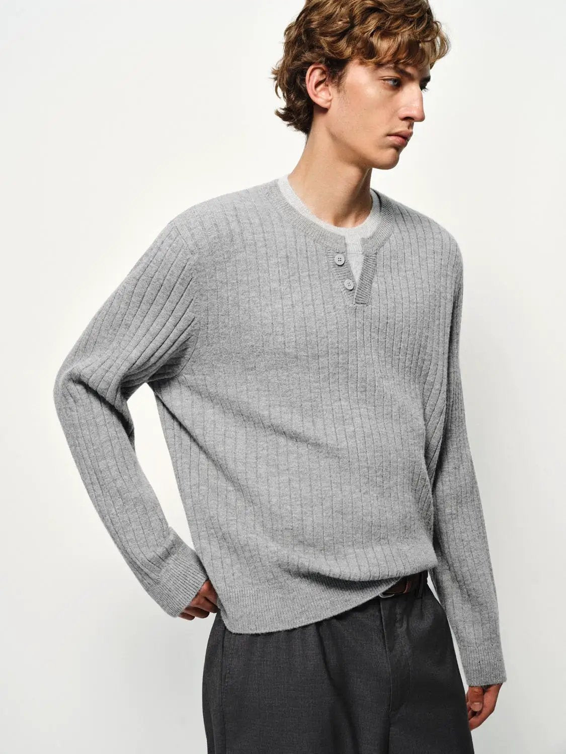Ribbed Long Sleeve Button Front Sweater