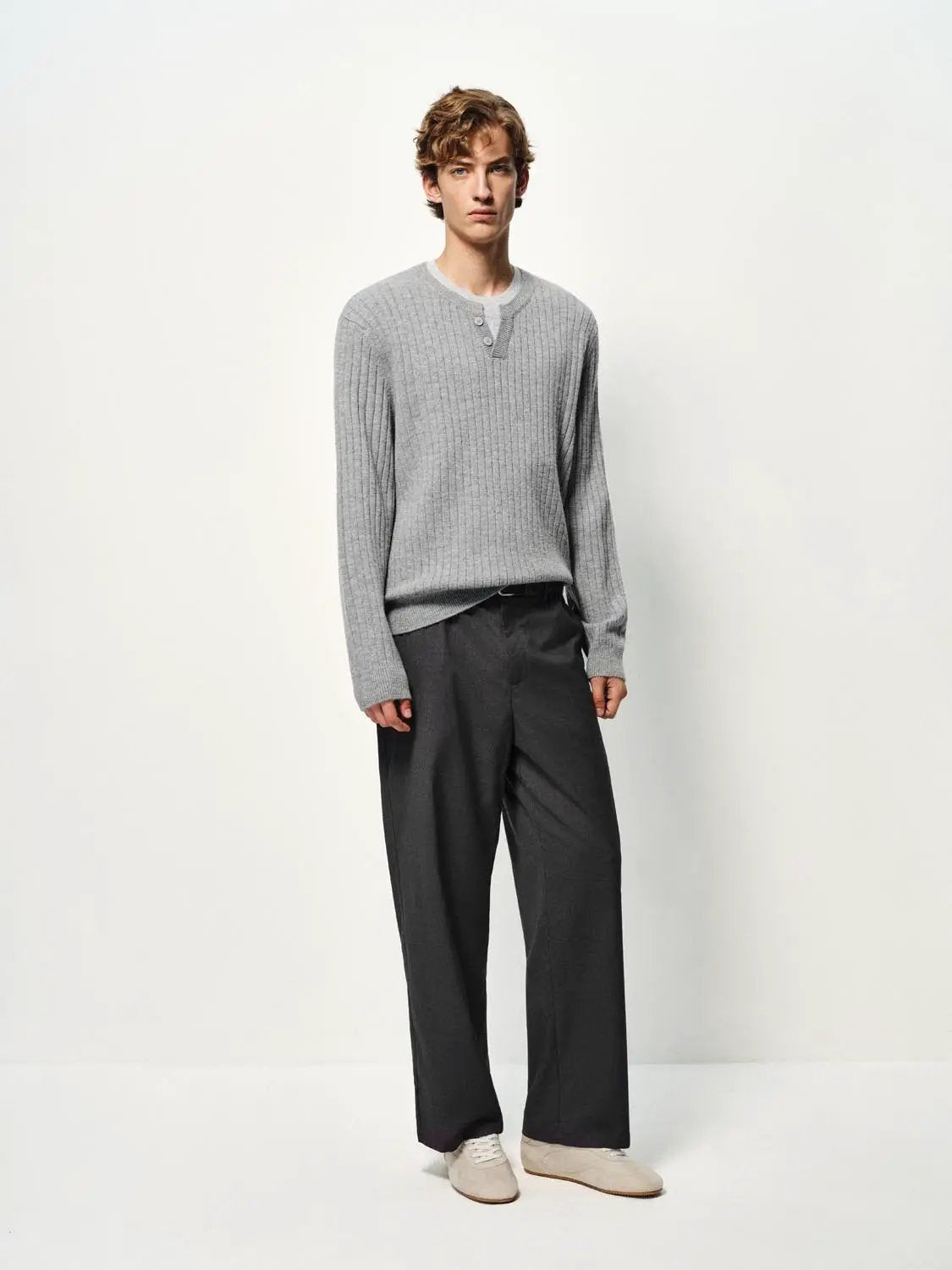 Ribbed Long Sleeve Button Front Sweater