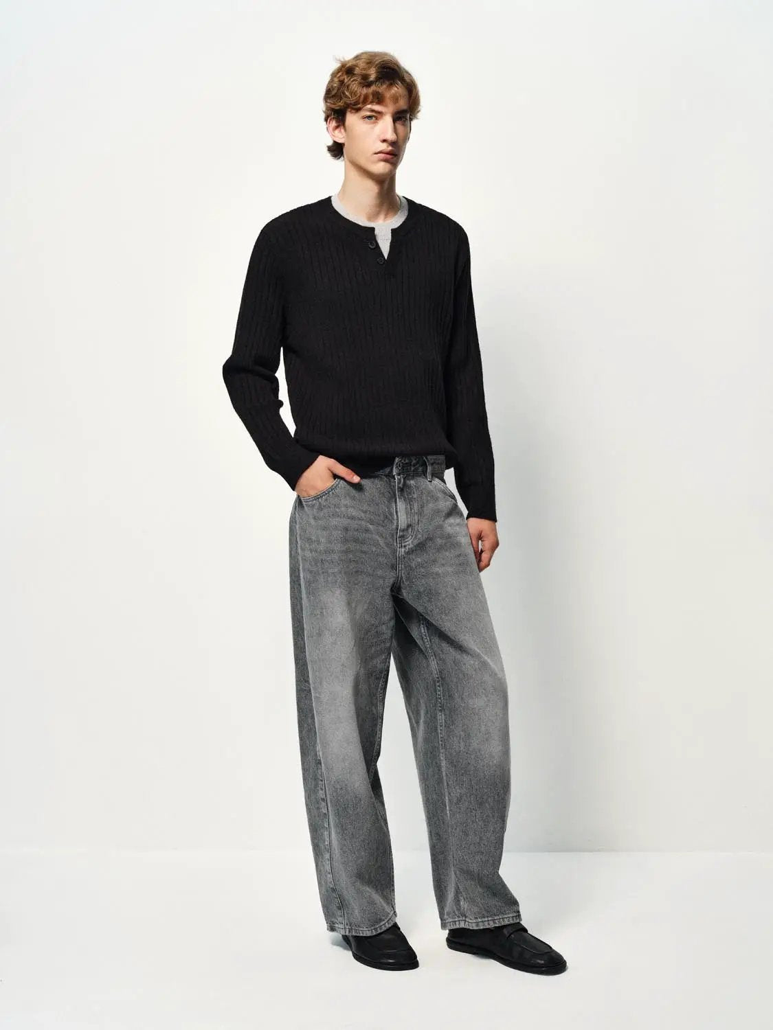 Ribbed Long Sleeve Button Front Sweater
