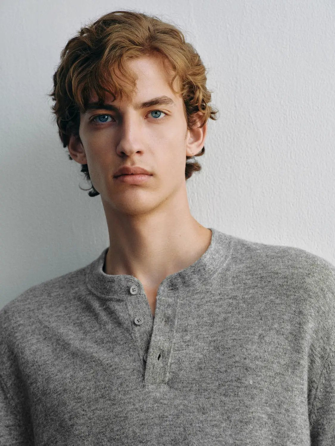 Ribbed Knit Button Placket Long Sleeve Sweater