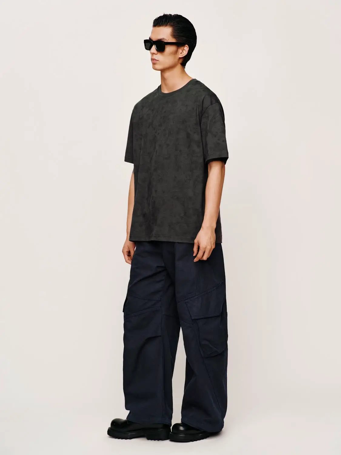 Oversized Textured Pattern Relaxed Cotton T-shirt