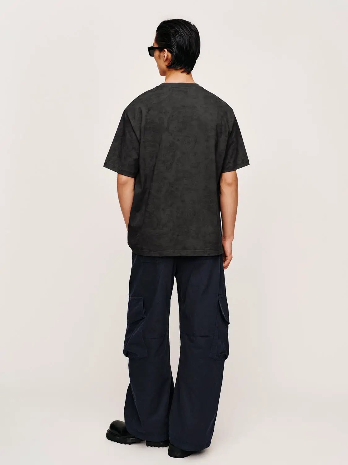 Oversized Textured Pattern Relaxed Cotton T-shirt