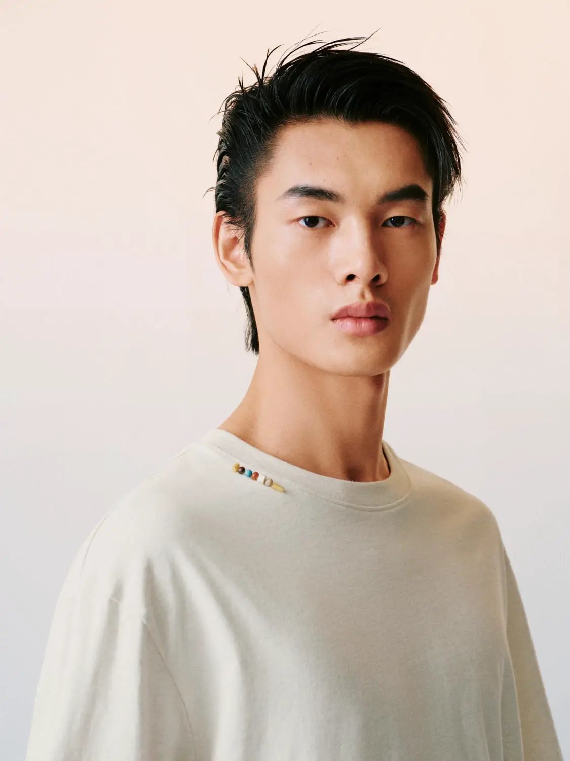 Oversized Crew Neck Cotton Embroidered Hem T-shirt
