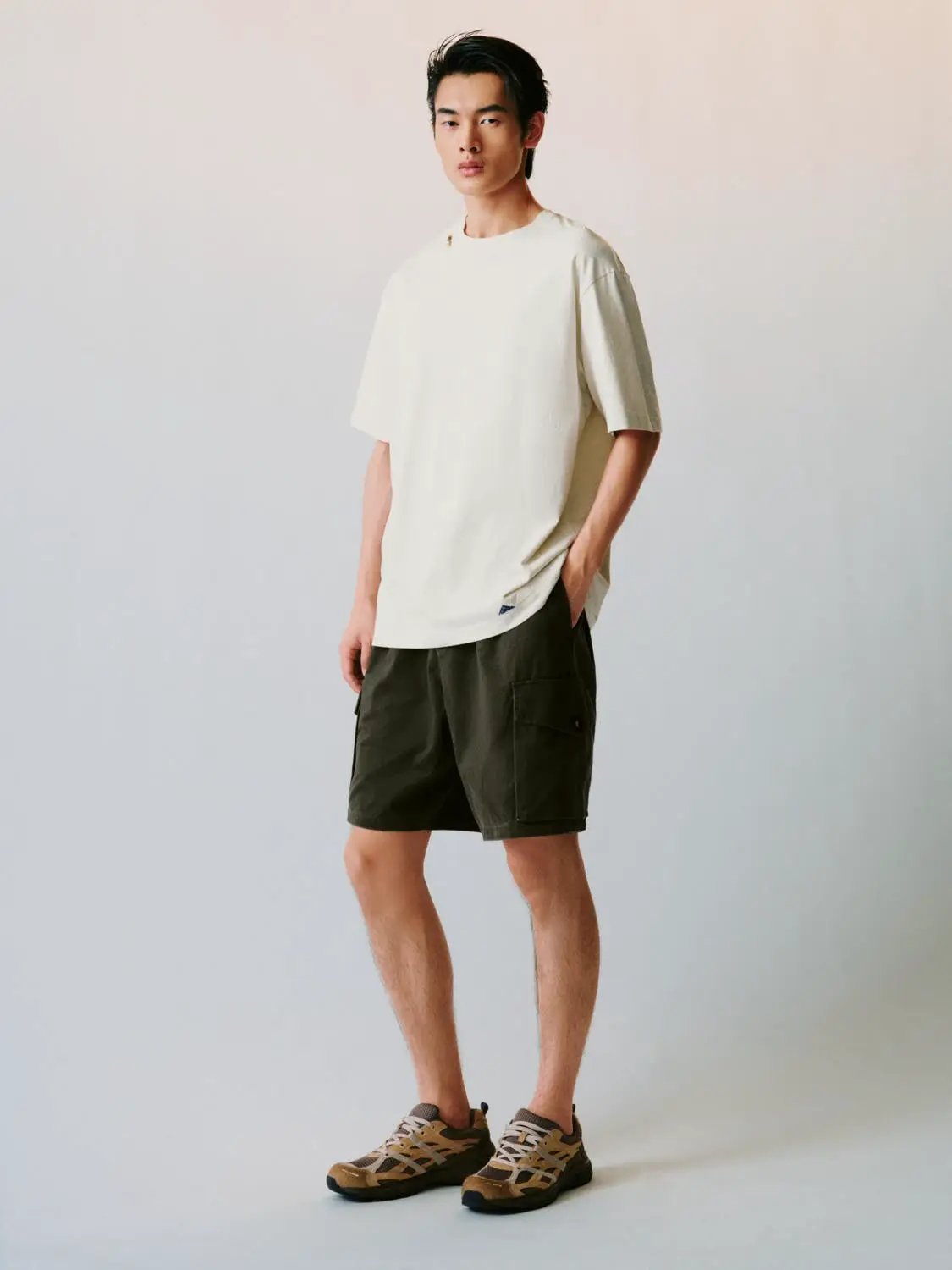 Oversized Crew Neck Cotton Embroidered Hem T-shirt