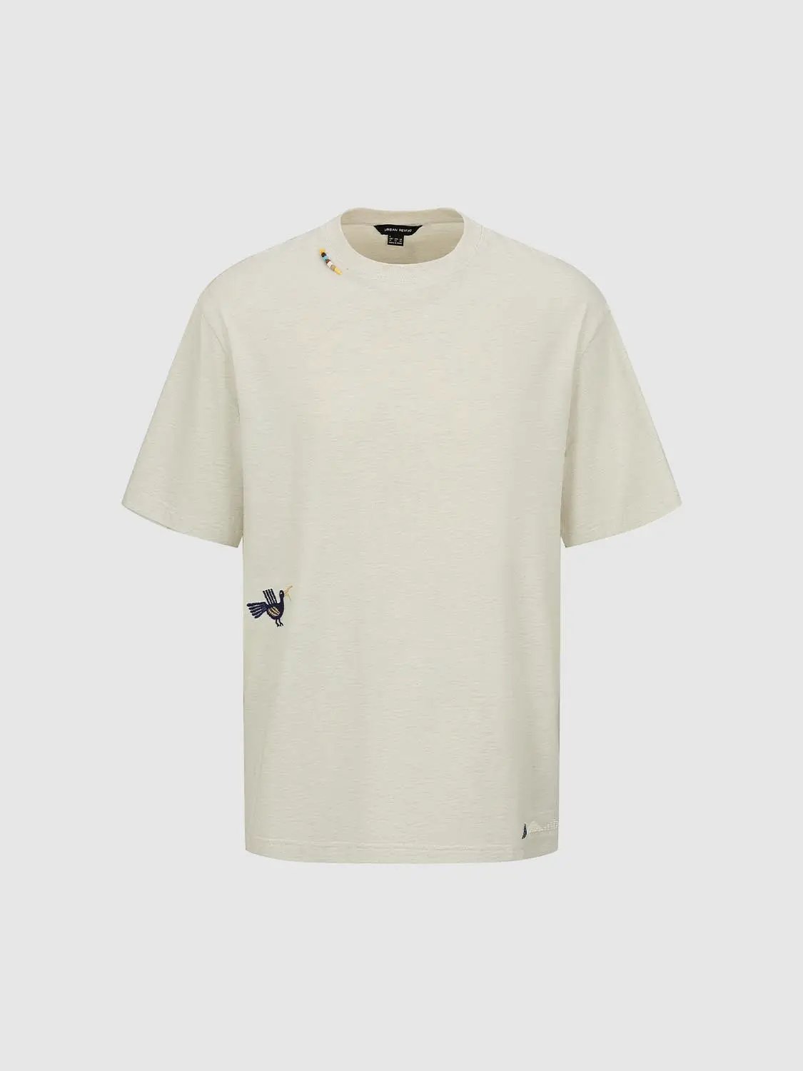 Oversized Crew Neck Cotton Embroidered Hem T-shirt