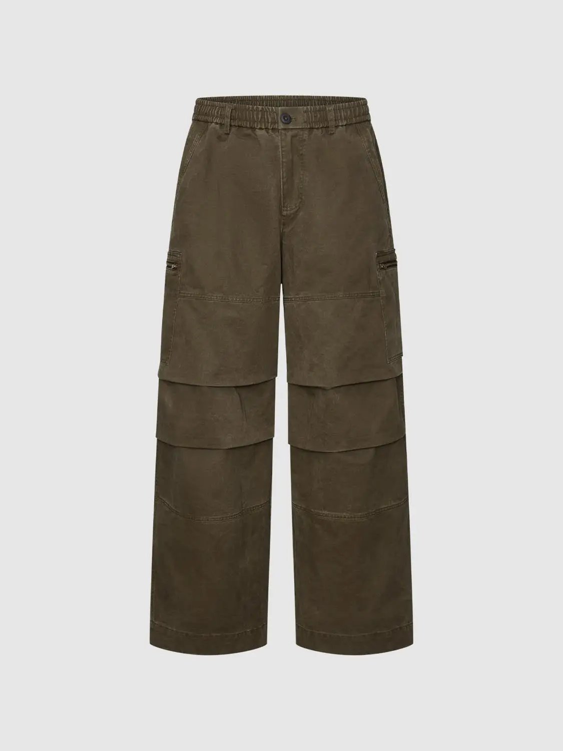 Oversized Zippered Cargo Panelled Cotton Wide-leg Pants