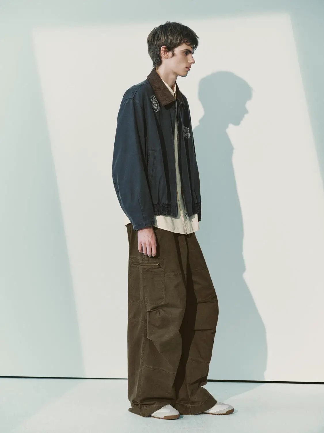 Oversized Zippered Cargo Panelled Cotton Wide-leg Pants
