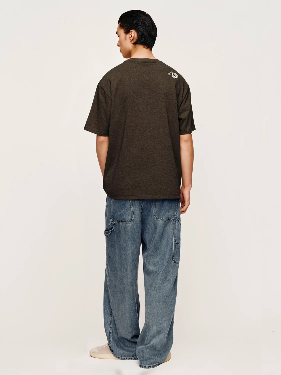 Side Pocket Light Wash Wide-leg Mid-rise Jeans