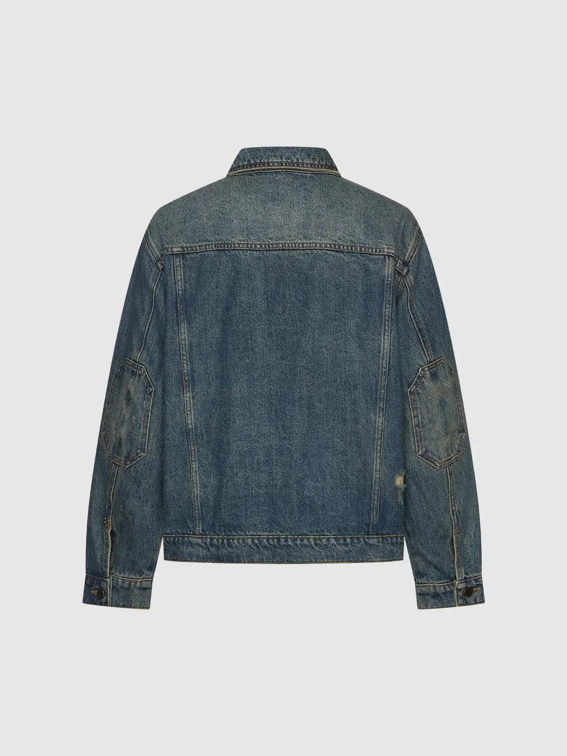 Button Front Long Sleeve Washed Cotton Denim Jacket