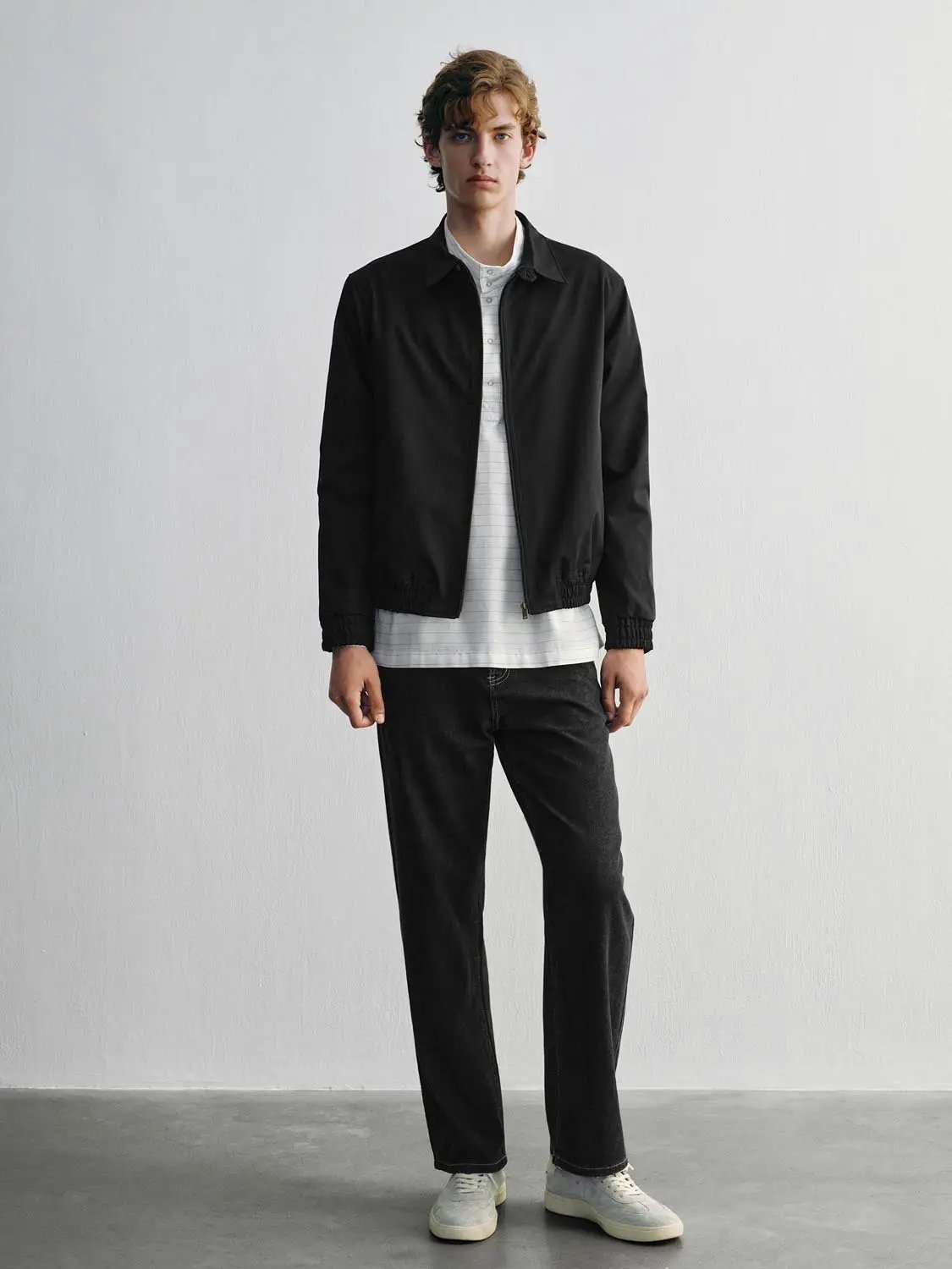 Structured Shirt Collar Zip Up Long Sleeve Jacket