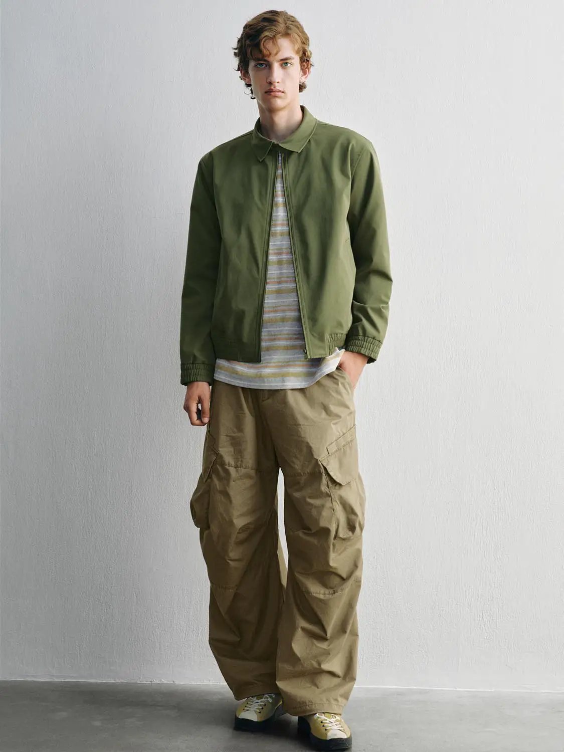 Structured Shirt Collar Zip Up Long Sleeve Jacket