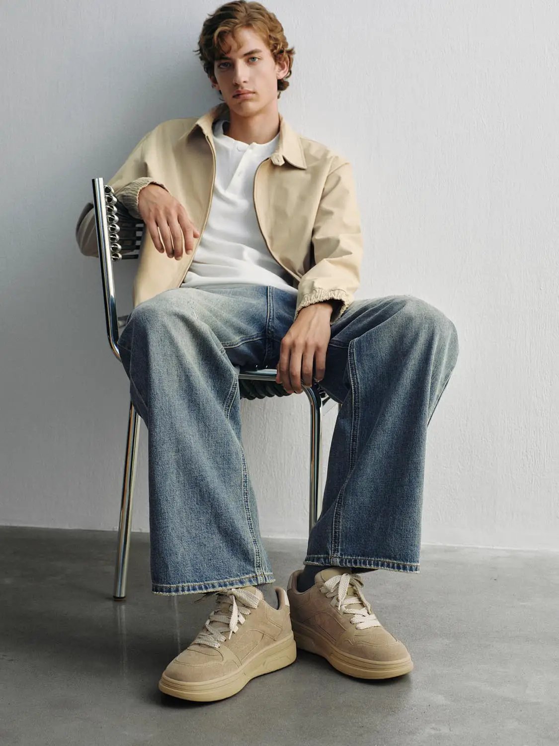 Structured Shirt Collar Zip Up Long Sleeve Jacket